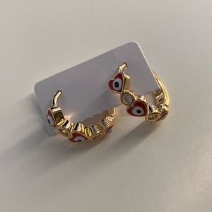 Gold Plated Evil Eye Earrings